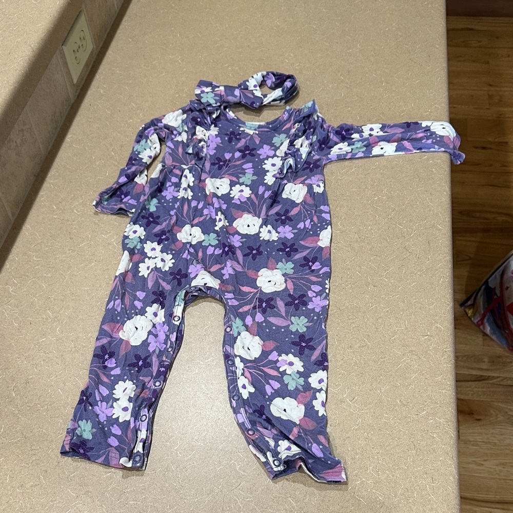 Little Sleepies Purple Floral Romper Set